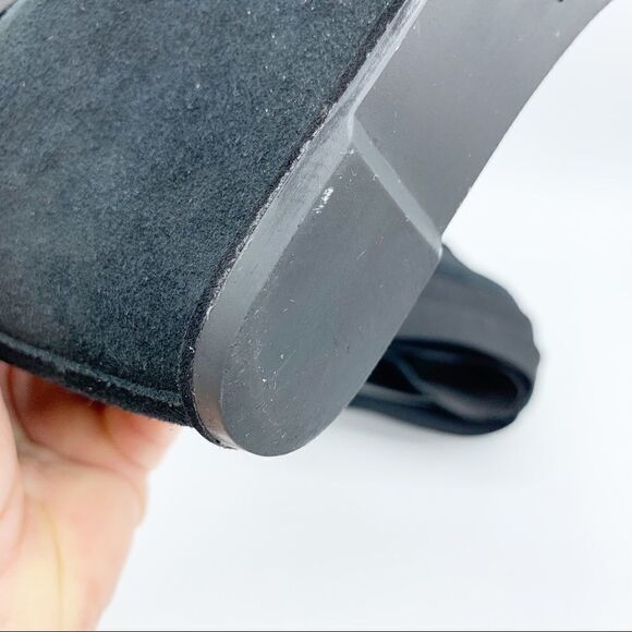 Stuart Weitzman Be Happy Black Suede Hidden Wedge Booties Criss-cross Elastic‎ - Picture 14 of 16